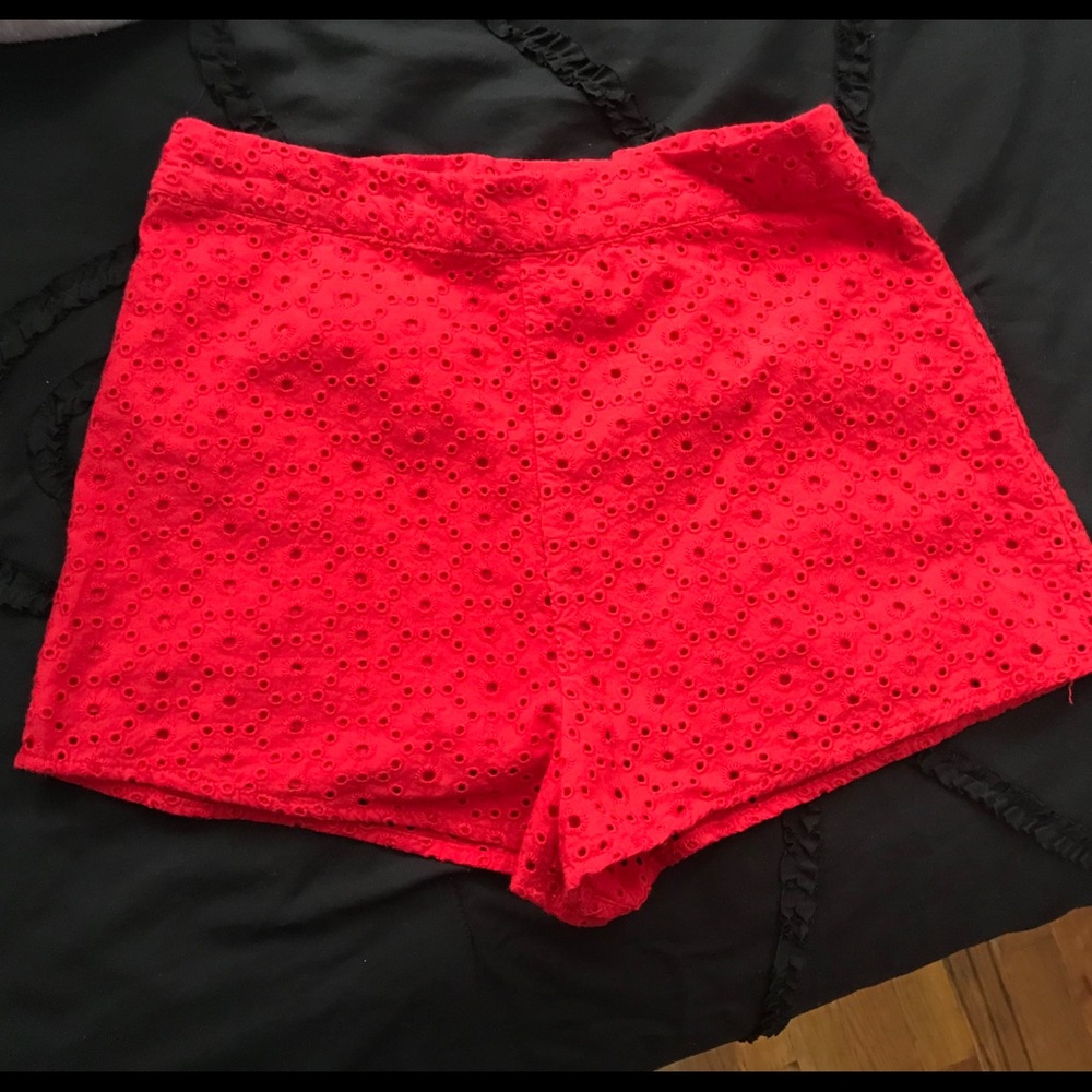 Forever 21 Red Eyelet Shorts